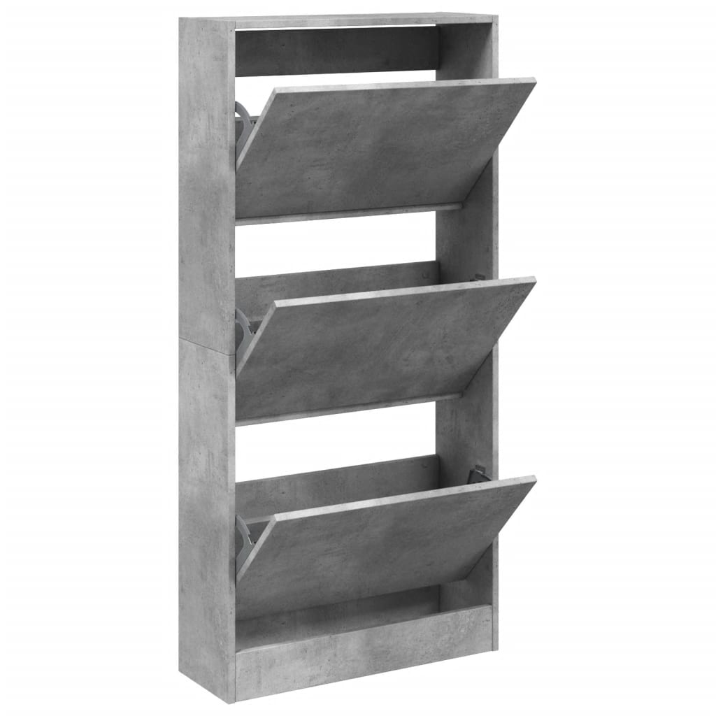 vidaXL Shoe Cabinet Concrete Grey 60x21x125.5 cm Engineered Wood