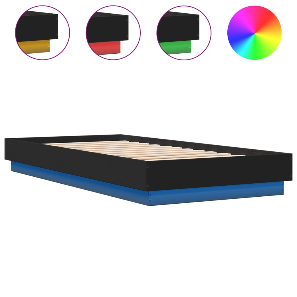vidaXL Bed Frame with LED Lights Black 100x200 cm