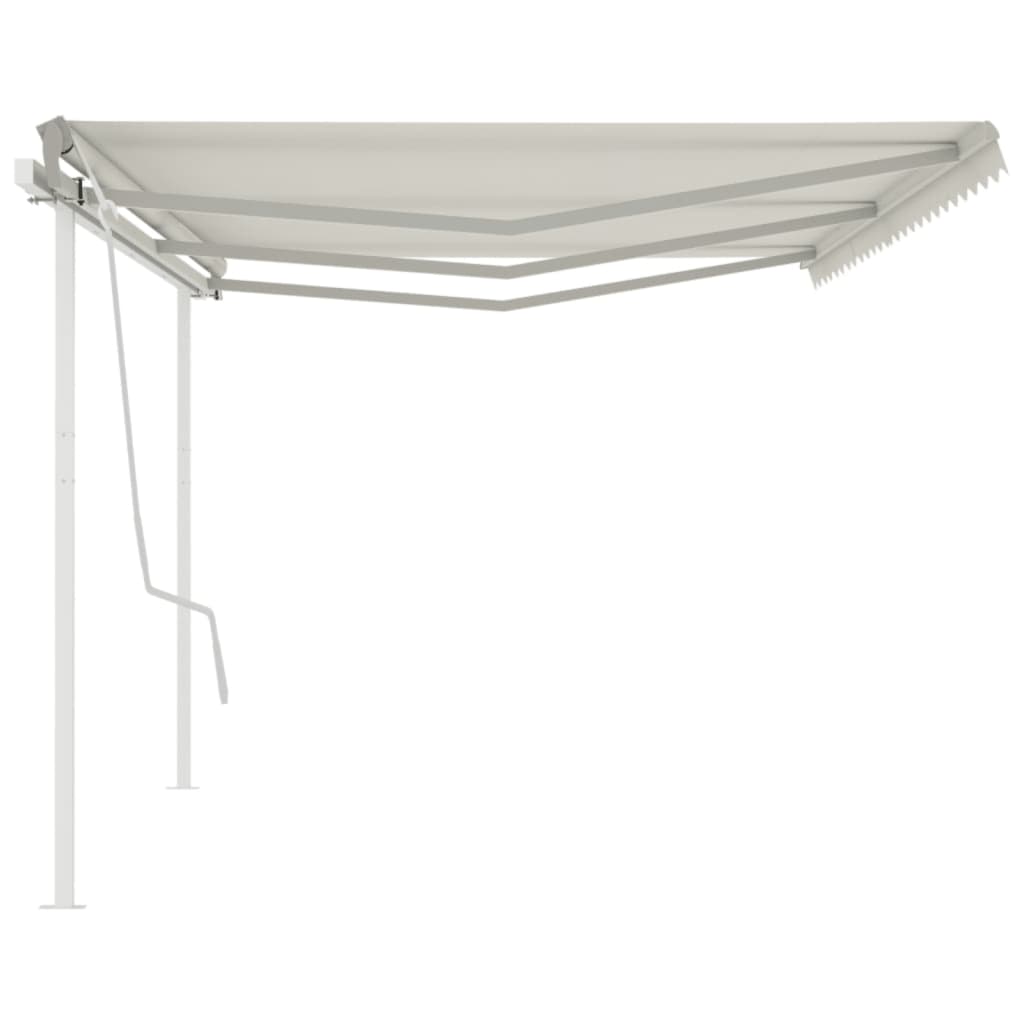 vidaXL Manual Retractable Awning with Posts 6x3 m Cream