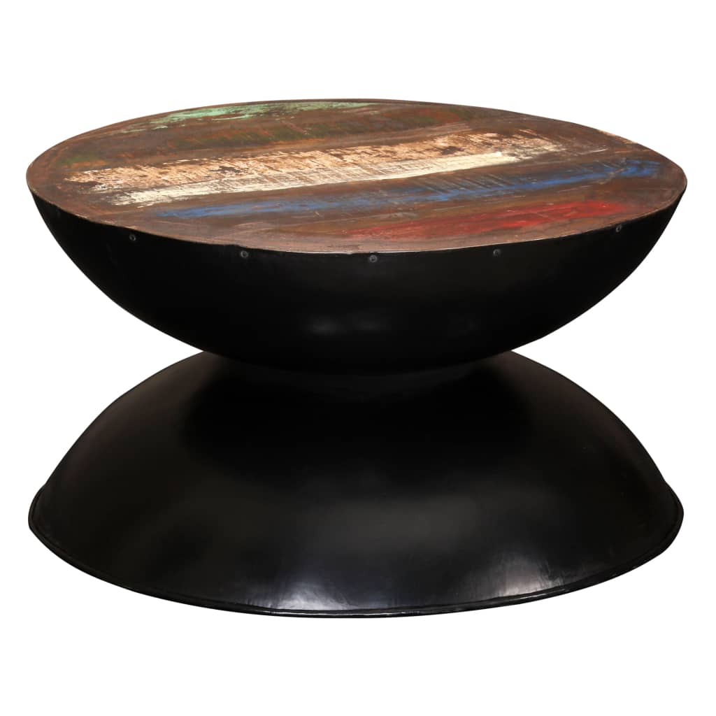 vidaXL Coffee Table Solid Reclaimed Wood Black Base 60x60x33 cm