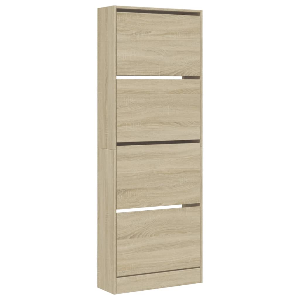 vidaXL Shoe Cabinet Sonoma Oak 60x21x163.5 cm Engineered Wood