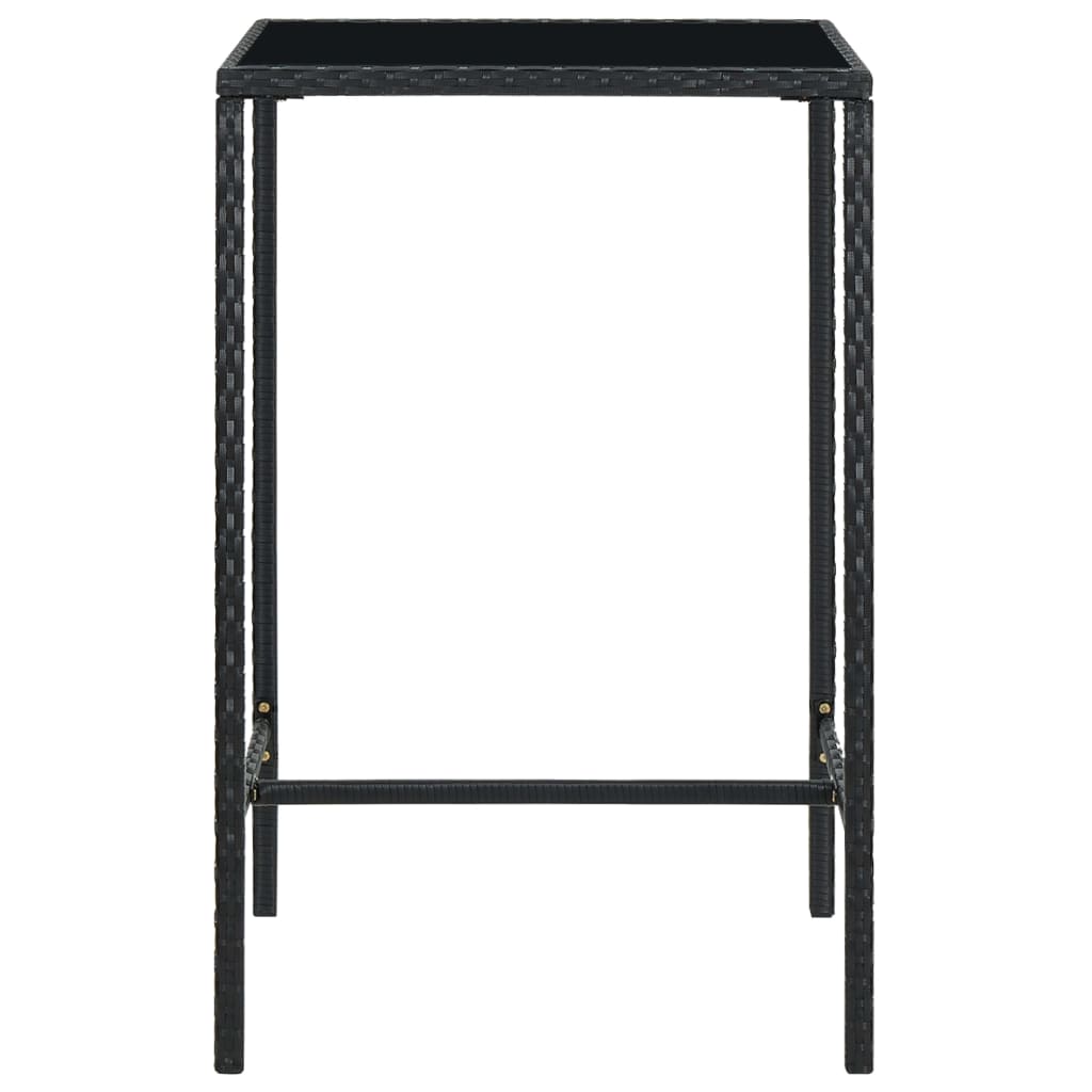 vidaXL Garden Bar Table Black 70x70x110 cm Poly Rattan and Glass