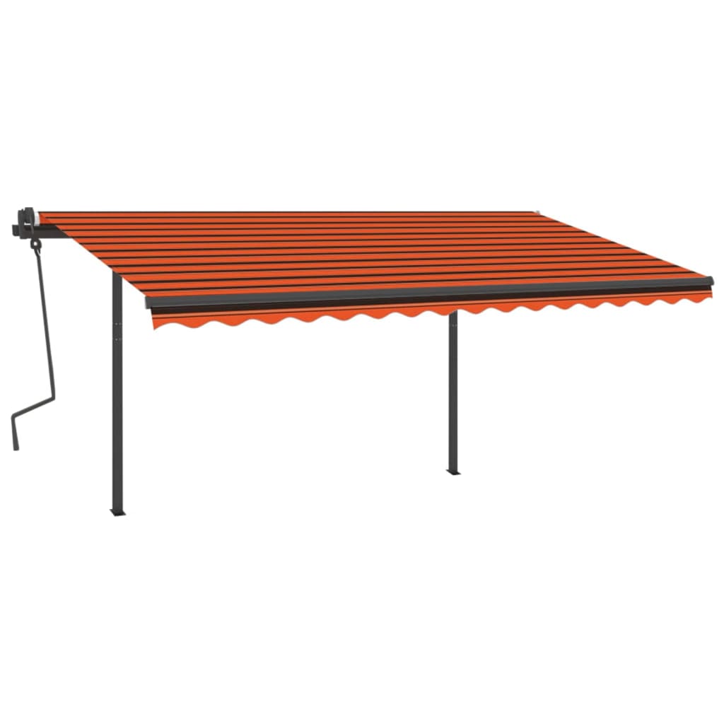 vidaXL Manual Retractable Awning with Posts 4x3 m Orange and Brown