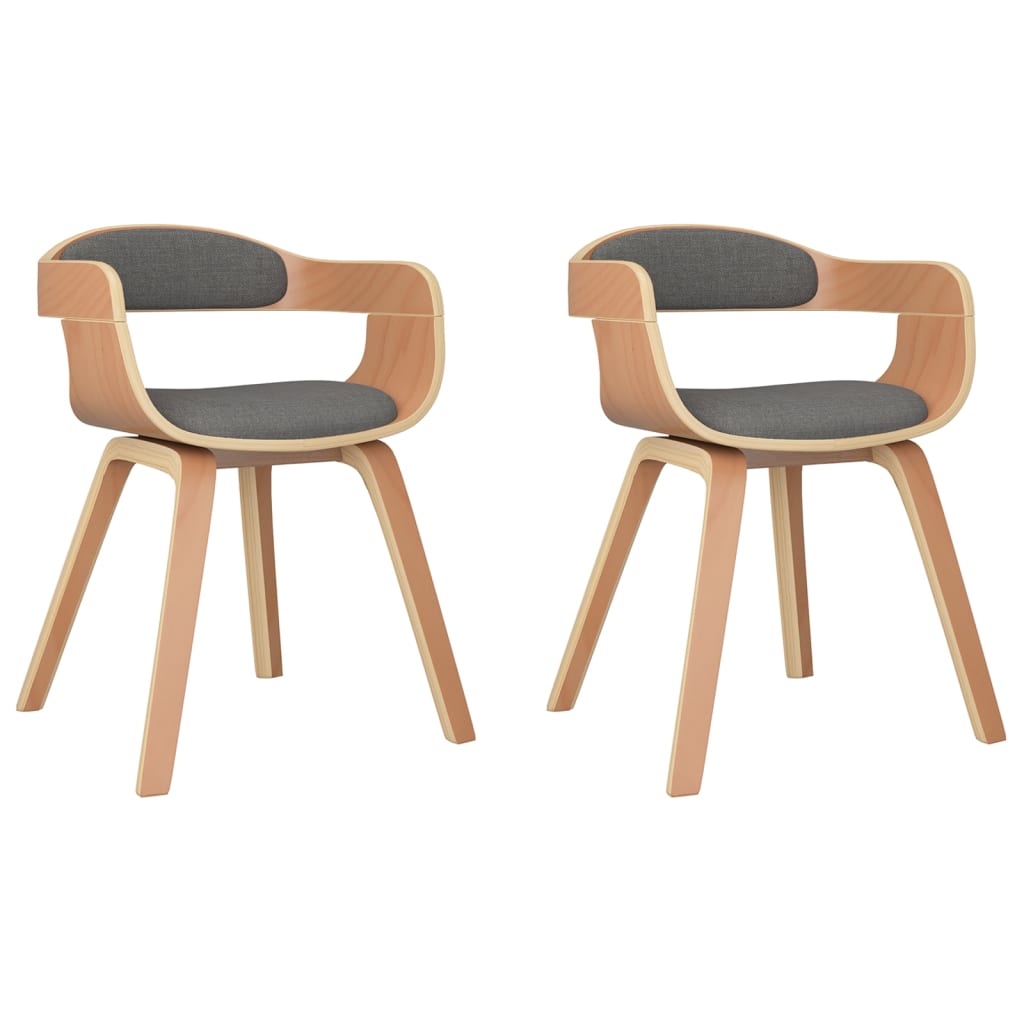 vidaXL Dining Chair 2 pcs Light Grey Bentwood and Fabric