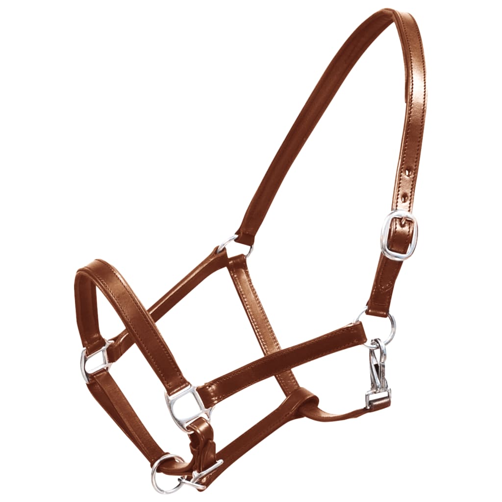 Real Leather Headcollar Stable Halter Adjustable Brown Full