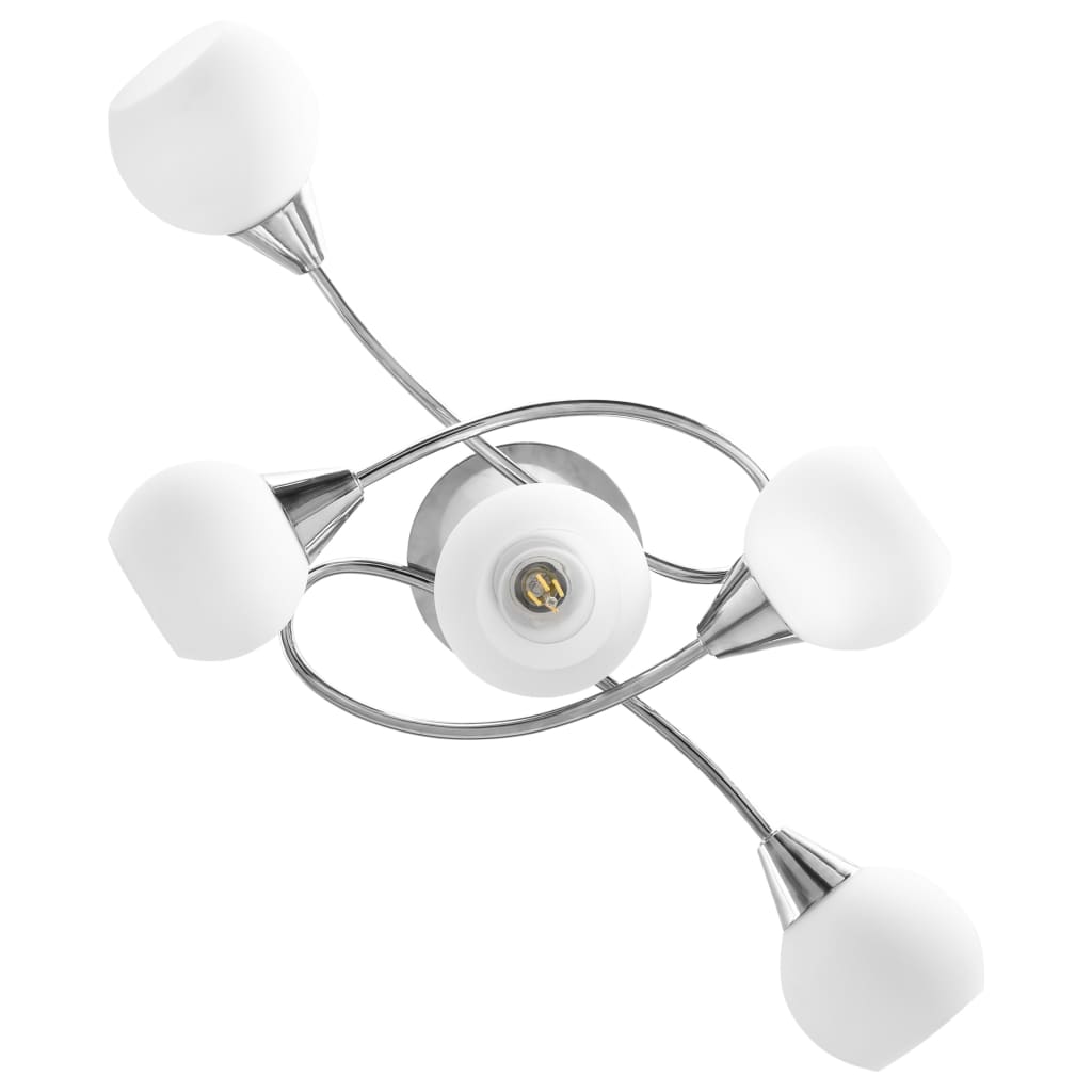 vidaXL Ceiling Lamp with Ceramic Shades for 5 E14 Bulbs White Bowl