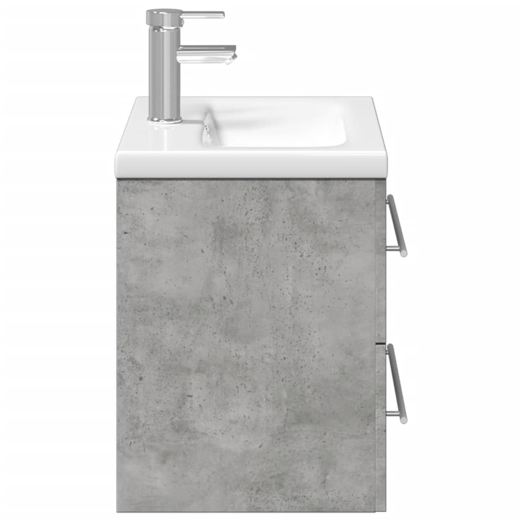 vidaXL Bathroom Sink Cabinet with Built-in Basin Concrete Grey