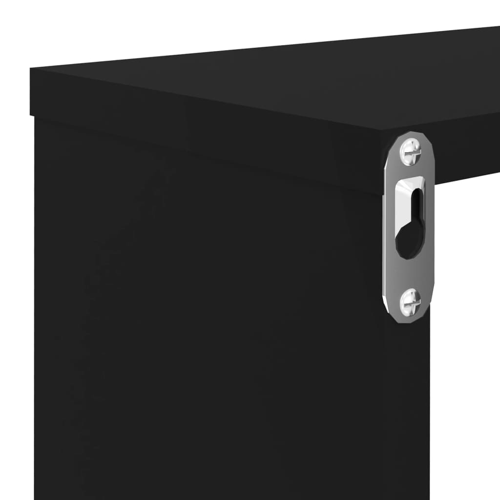 vidaXL Wall Cube Shelf 2 pcs Black 80x15x26.5 cm Engineered Wood
