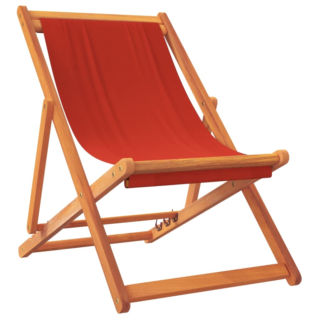 vidaXL Folding Beach Chairs 2 pcs Red Fabric