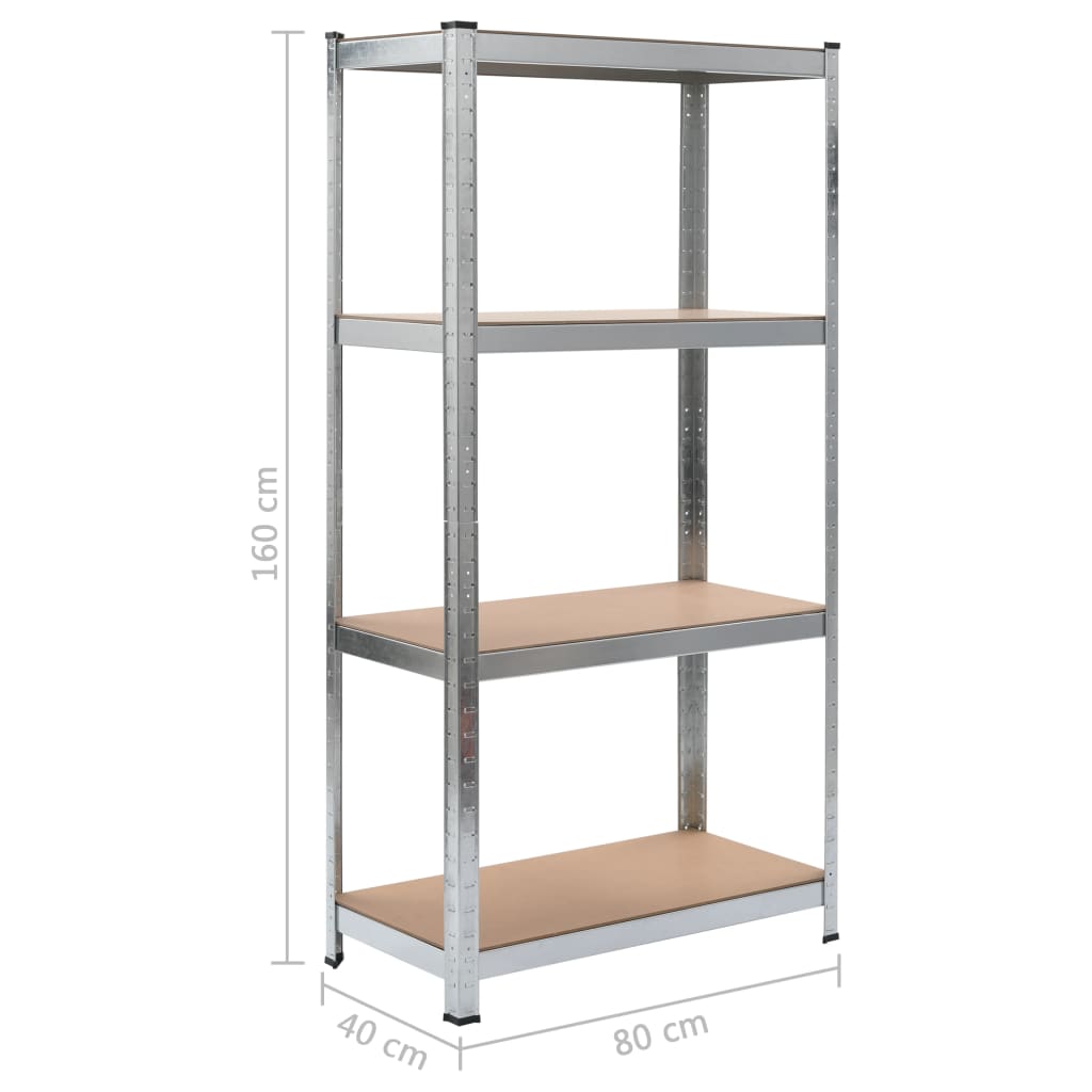 vidaXL Storage Shelf Silver 80x40x160 cm Steel and MDF