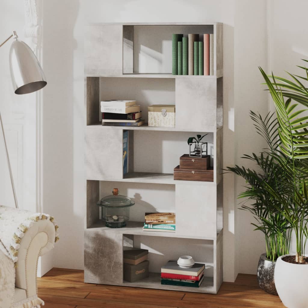 vidaXL Book Cabinet Room Divider Concrete Grey 80x24x155 cm Engineered Wood