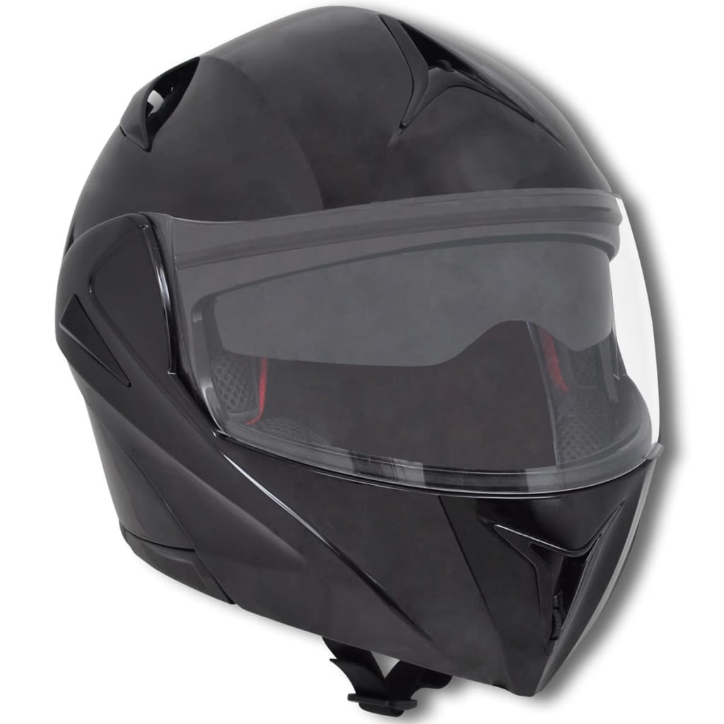 Motor Helmet Black XL Double Folding Visor