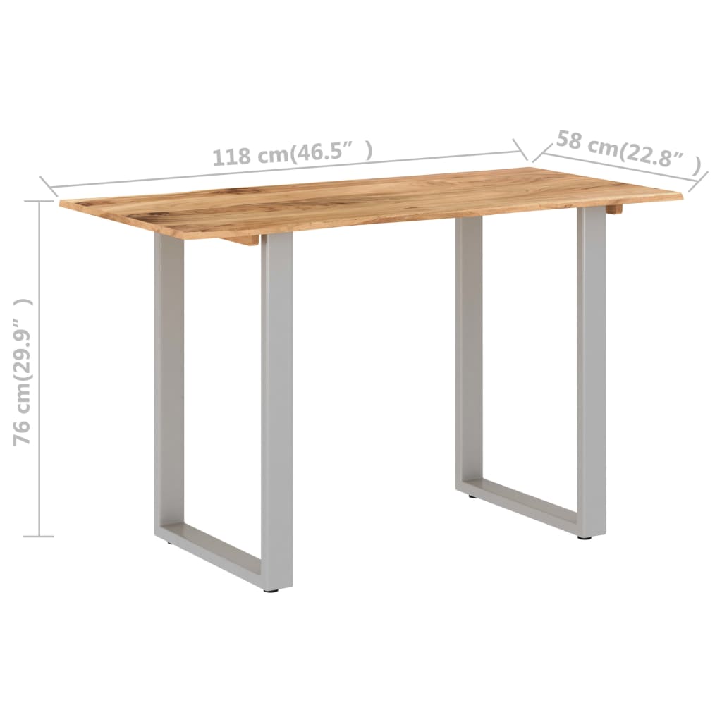 vidaXL Dining Table 118x58x76 cm Solid Acacia Wood