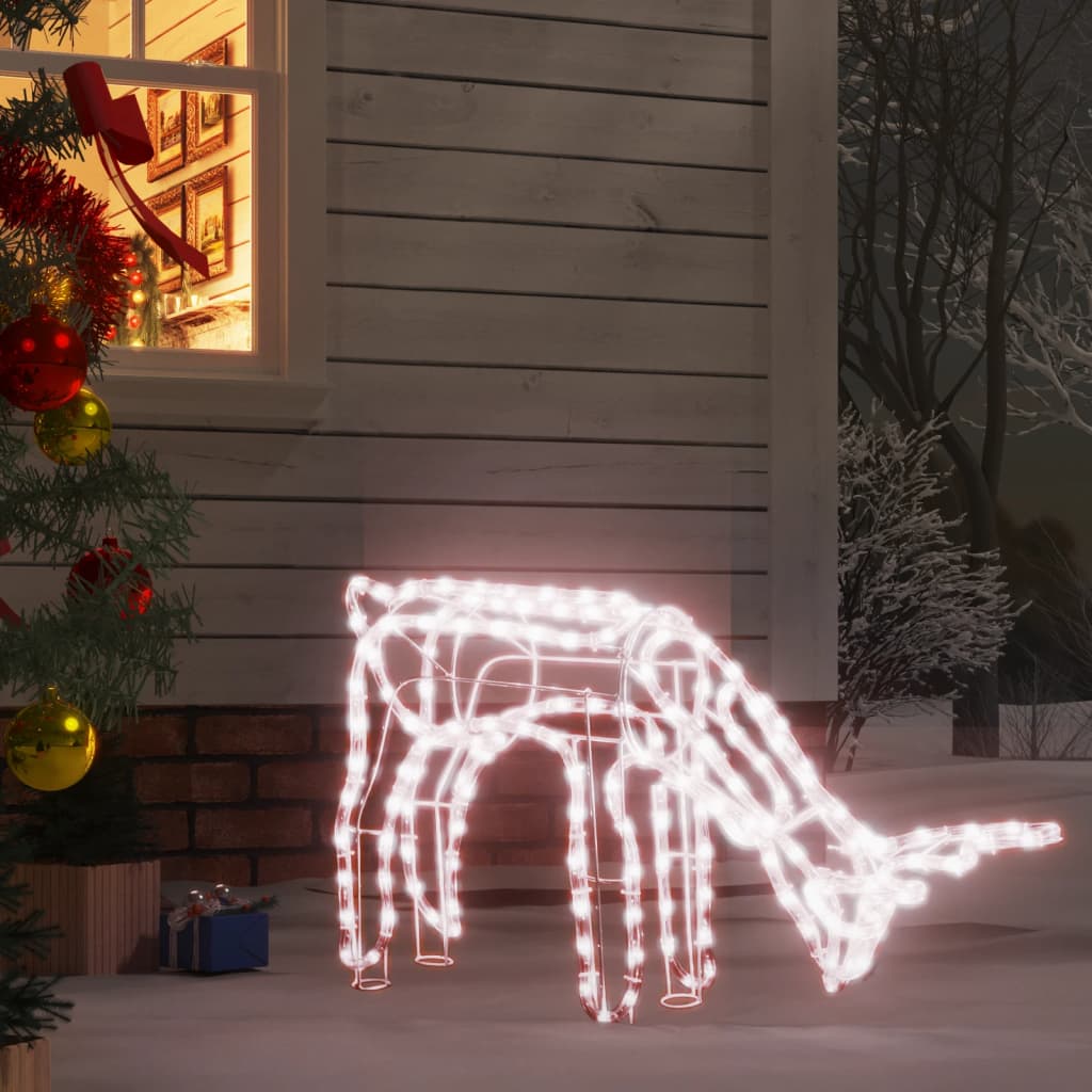 vidaXL Folding Christmas Reindeer Figure with 144 LEDs Warm White 73x31x45 cm