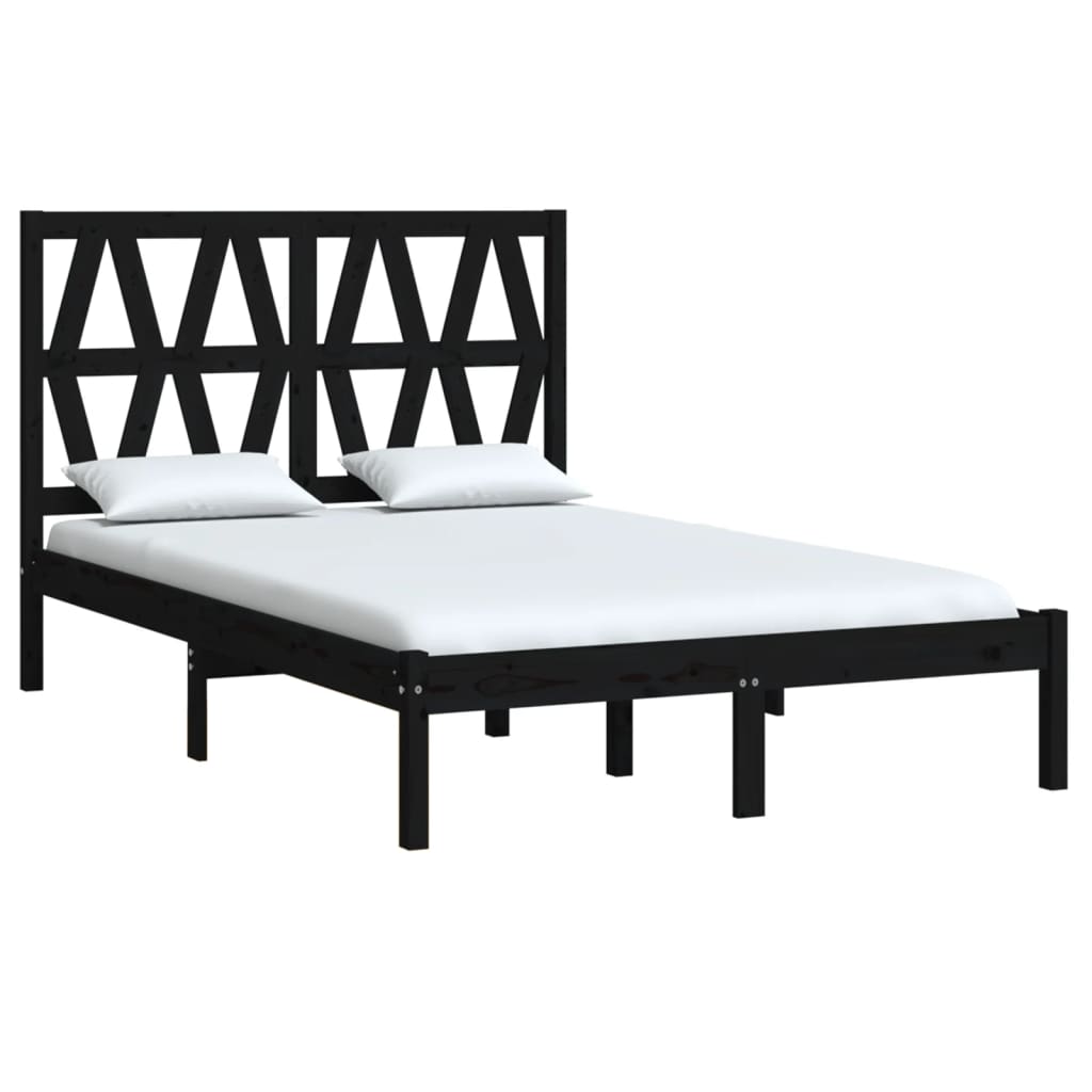 vidaXL Bed Frame Black Solid Wood Pine 140x200 cm