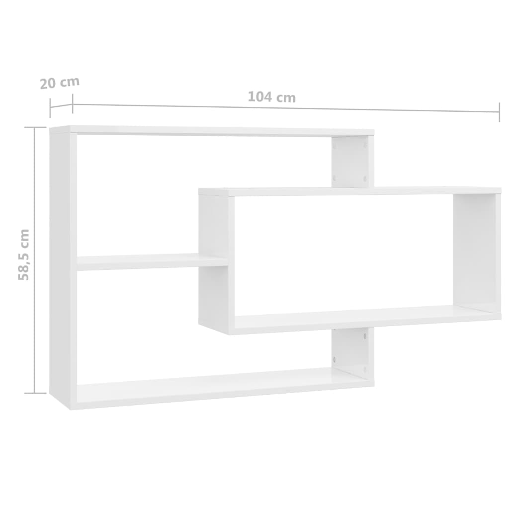 vidaXL Wall Shelf High Gloss White 104x20x58.5 cm Engineered Wood