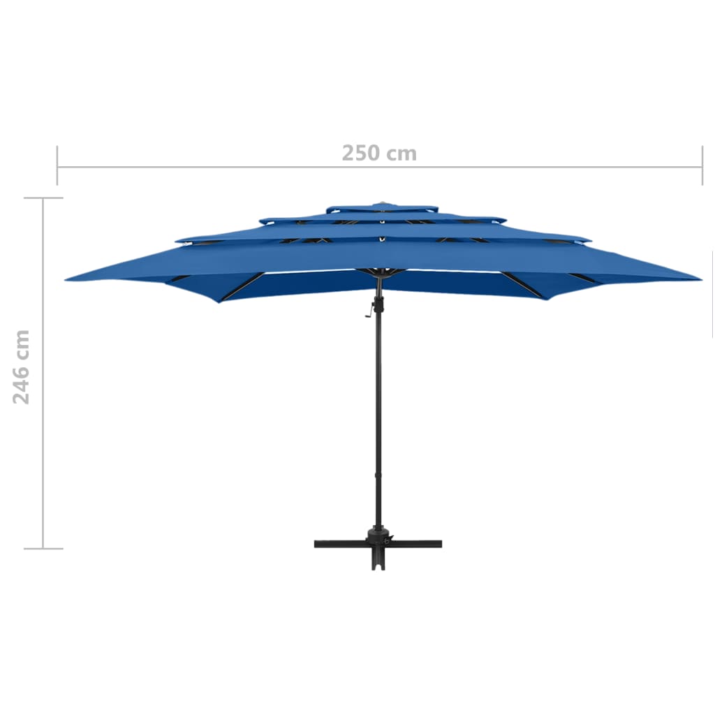vidaXL 4-Tier Parasol with Aluminium Pole Azure Blue 250x250 cm