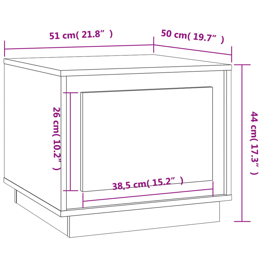 vidaXL Coffee Table High Gloss White 51x50x44 cm Engineered Wood