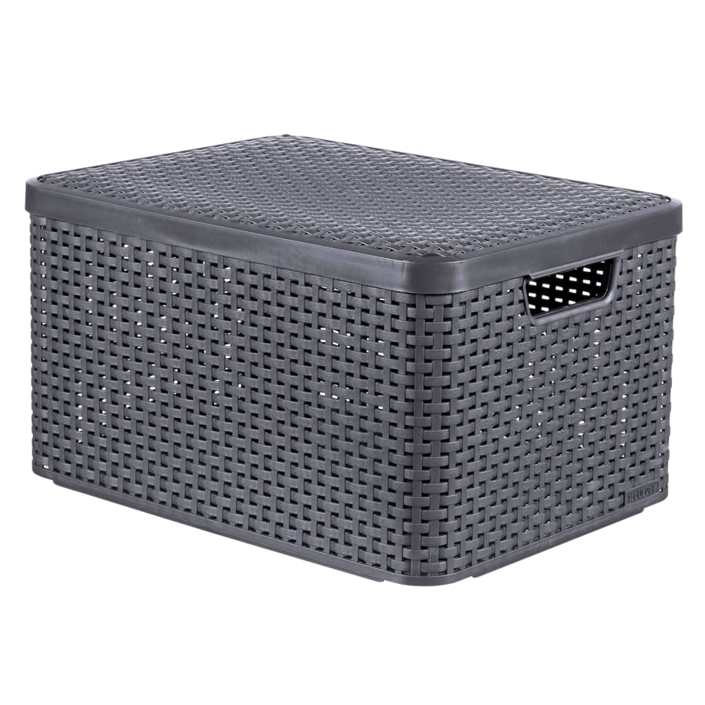 Curver Storage Box with Lid Style L 30L Metallic Silver