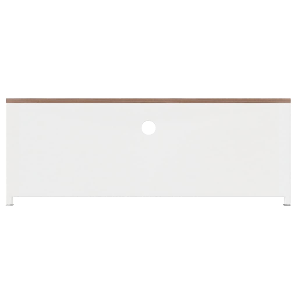 vidaXL TV Cabinet White 110x30x40 cm Iron and Solid Wood Fir