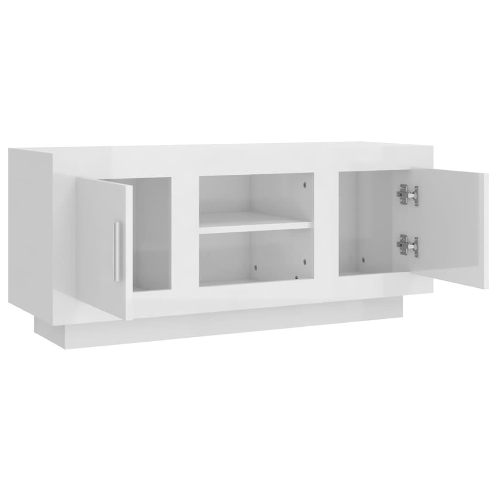 vidaXL TV Cabinet High Gloss White 102x35x45 cm Engineered Wood