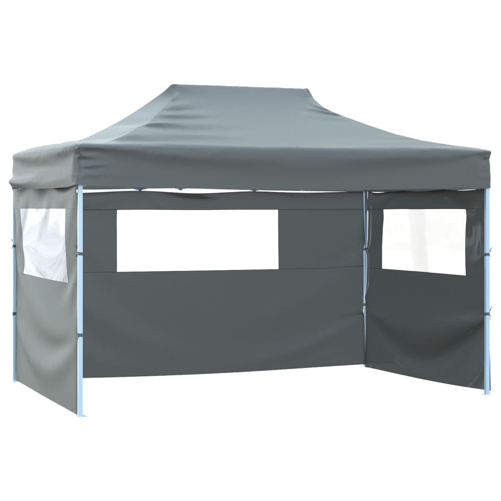 vidaXL Professional Folding Party Tent with 3 Sidewalls 3x4 m Steel Anthracite