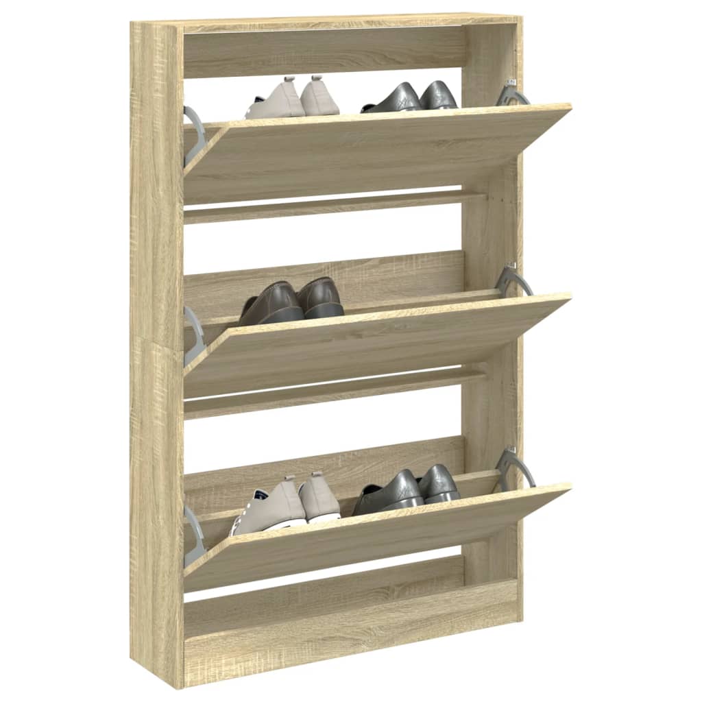 vidaXL Shoe Cabinet Sonoma Oak 80x21x125.5 cm Engineered Wood