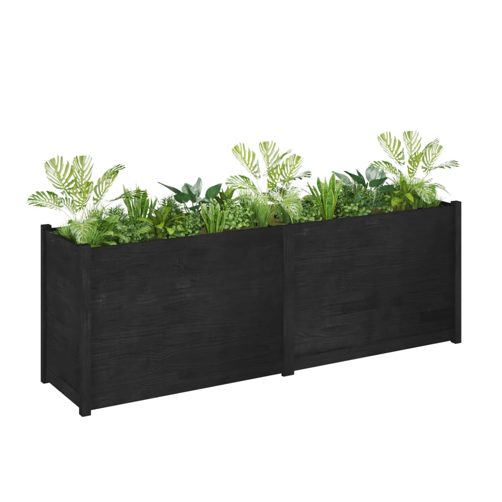 vidaXL Garden Planter Black 200x50x70 cm Solid Pinewood