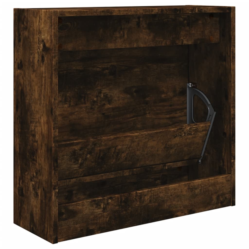 vidaXL Shoe Cabinet Smoked Oak 60x21x57 cm Engineered Wood