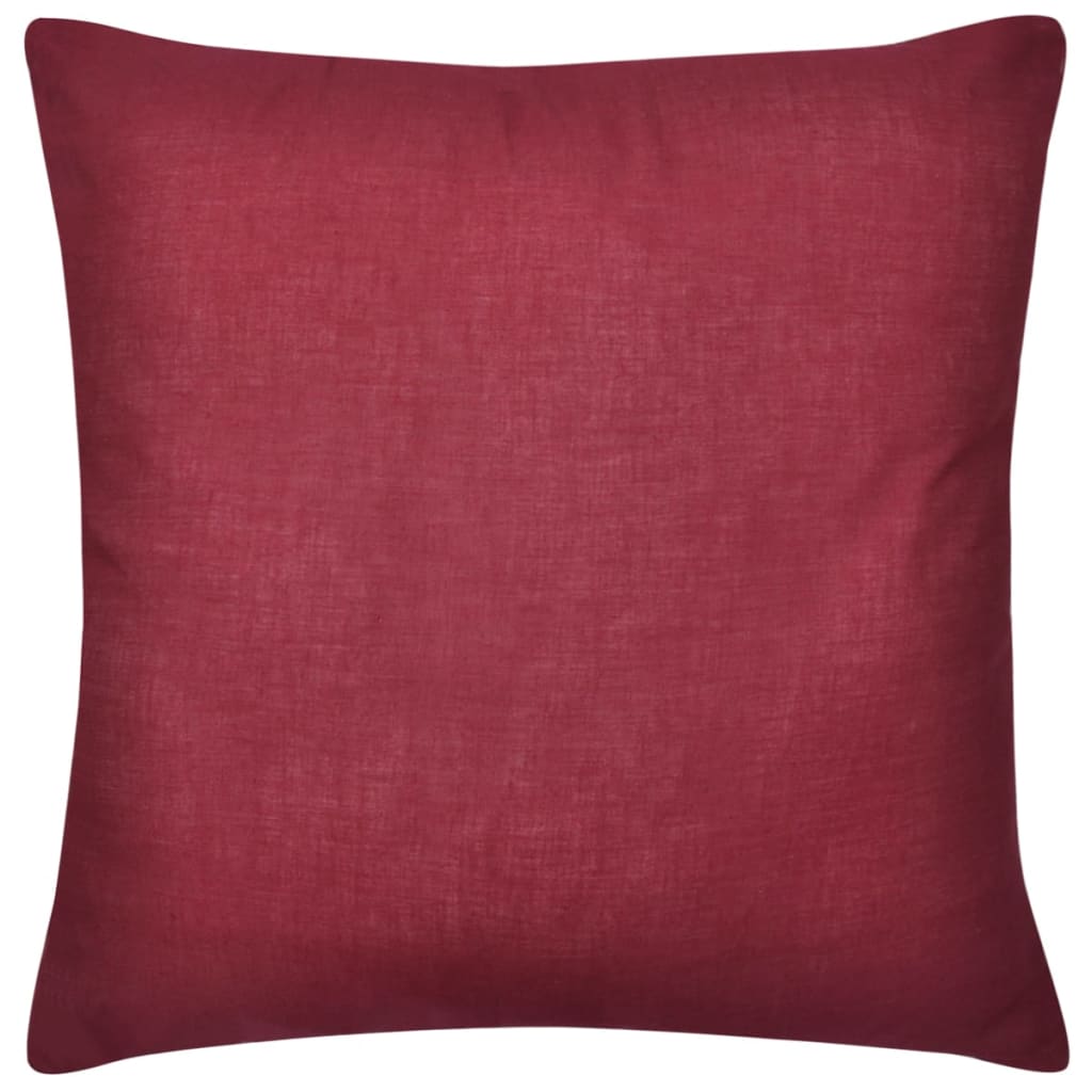 4 Burgundy Cushion Covers Cotton 50 x 50 cm