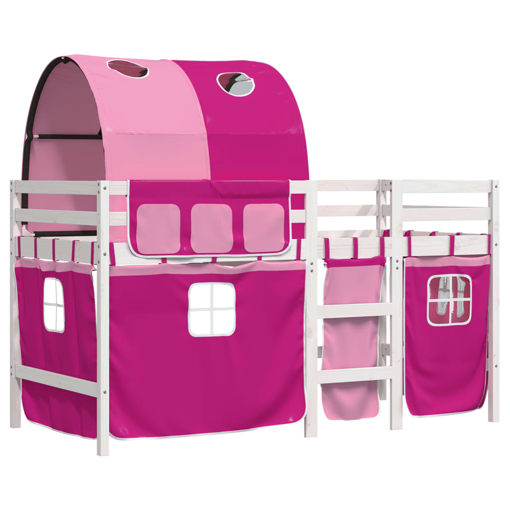 vidaXL Kids' Loft Bed with Tunnel Pink 90x190 cm Solid Wood Pine