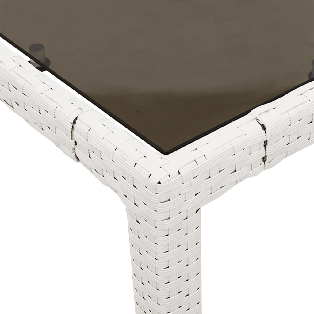 vidaXL Garden Table with Glass Top White 190x90x75 cm Poly Rattan