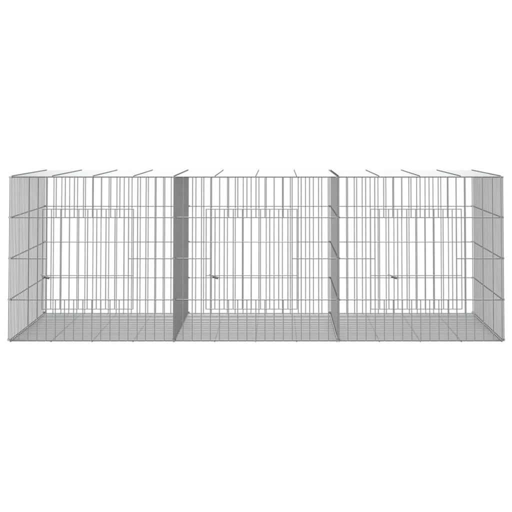 vidaXL 3-Panel Rabbit Cage 163x79x54 cm Galvanised Iron