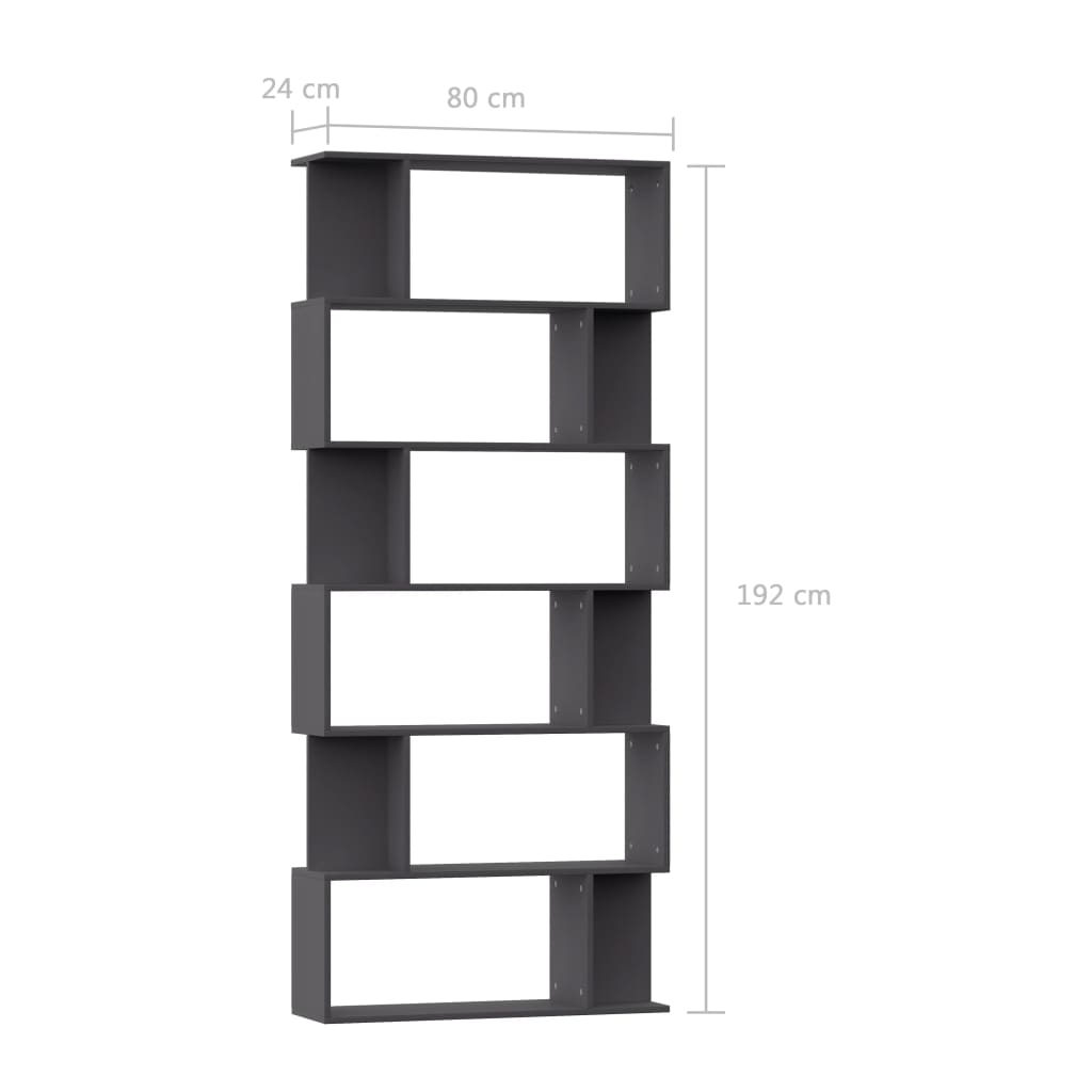 vidaXL Book Cabinet/Room Divider Grey 80x24x192 cm Engineered Wood