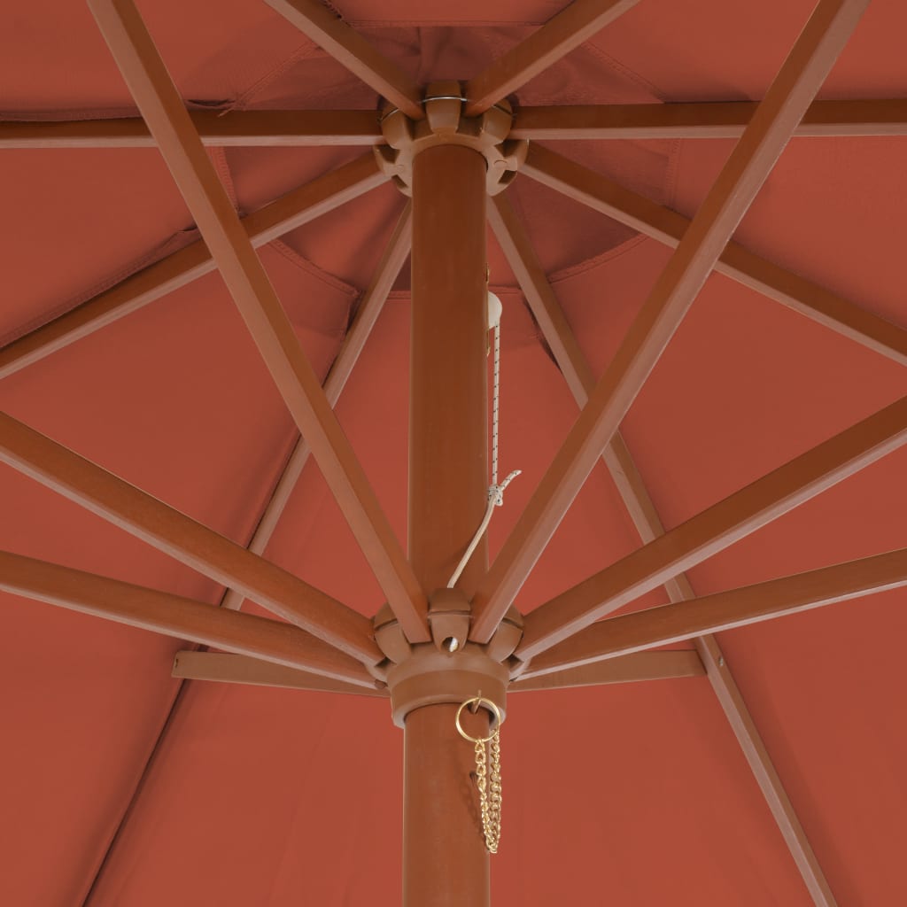 vidaXL Outdoor Parasol with Wooden Pole 300 cm Terracotta