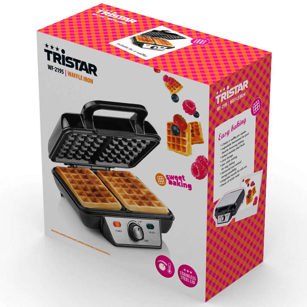 Tristar Waffle Iron WF-2195 Black 1000 W 2 Waffles