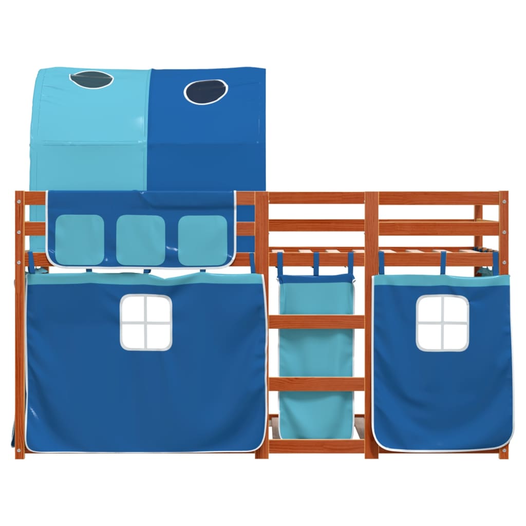 vidaXL Bunk Bed with Curtains Blue 90x190 cm Solid Wood Pine
