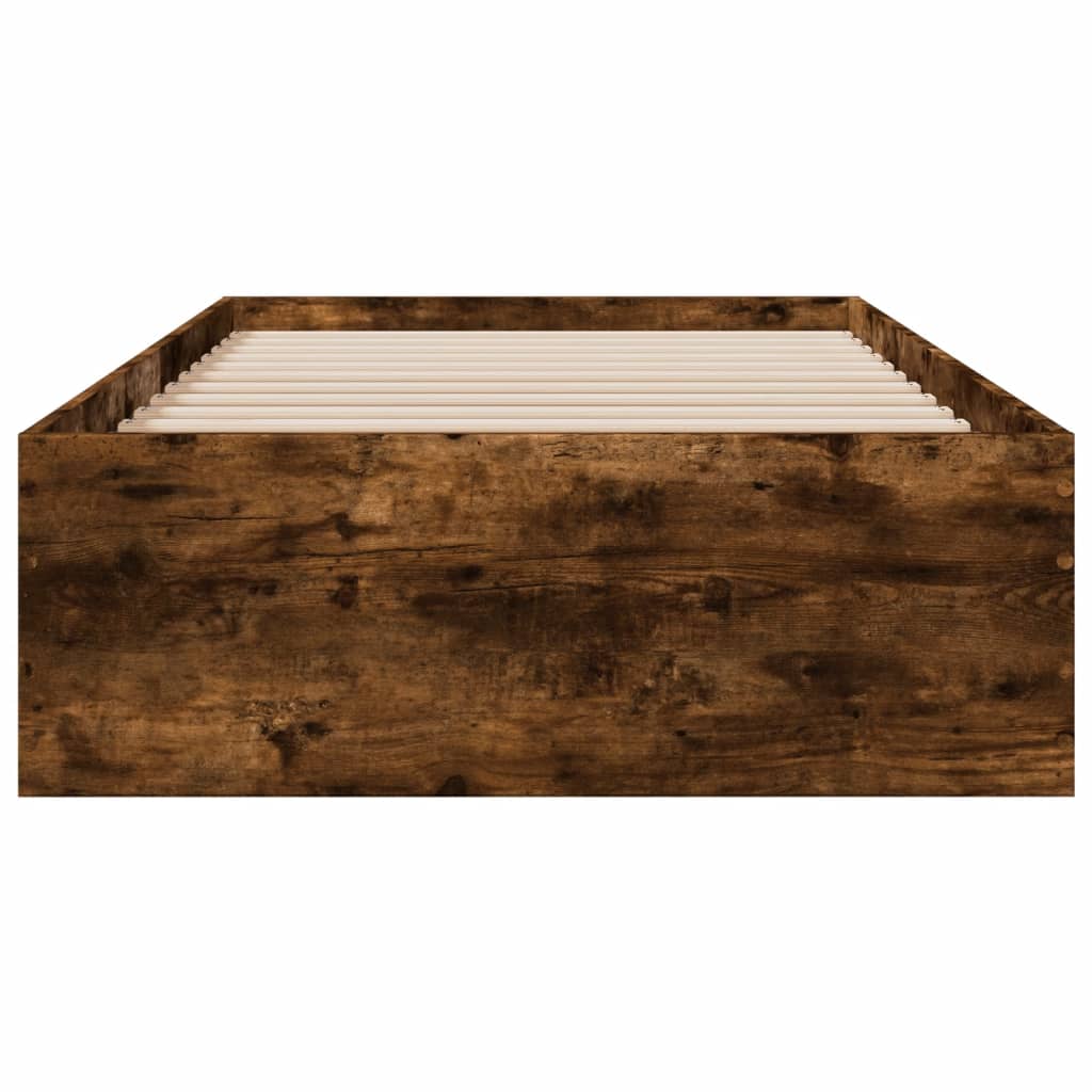 vidaXL Bed Frame with Drawers Smoked Oak 90x190 cm Single Engineered Wood