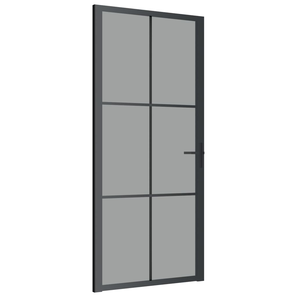 vidaXL Interior Door 93x201.5 cm Black ESG Glass and Aluminium