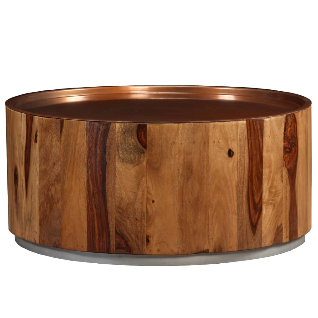 vidaXL Coffee Table Solid Sheesham Wood and Steel 68 cm