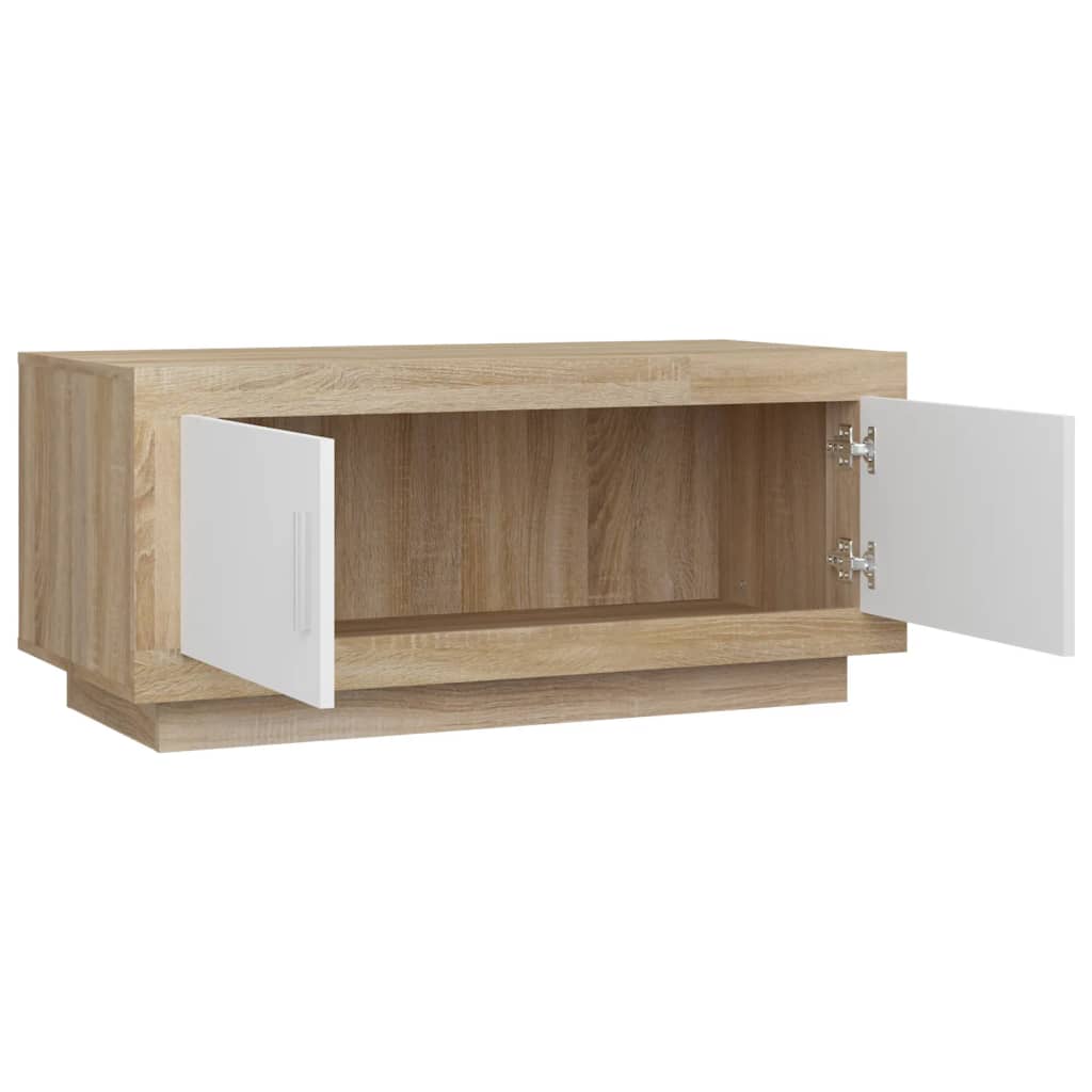 vidaXL Coffee Table White and Sonoma Oak 102x50x45 cm Engineered Wood