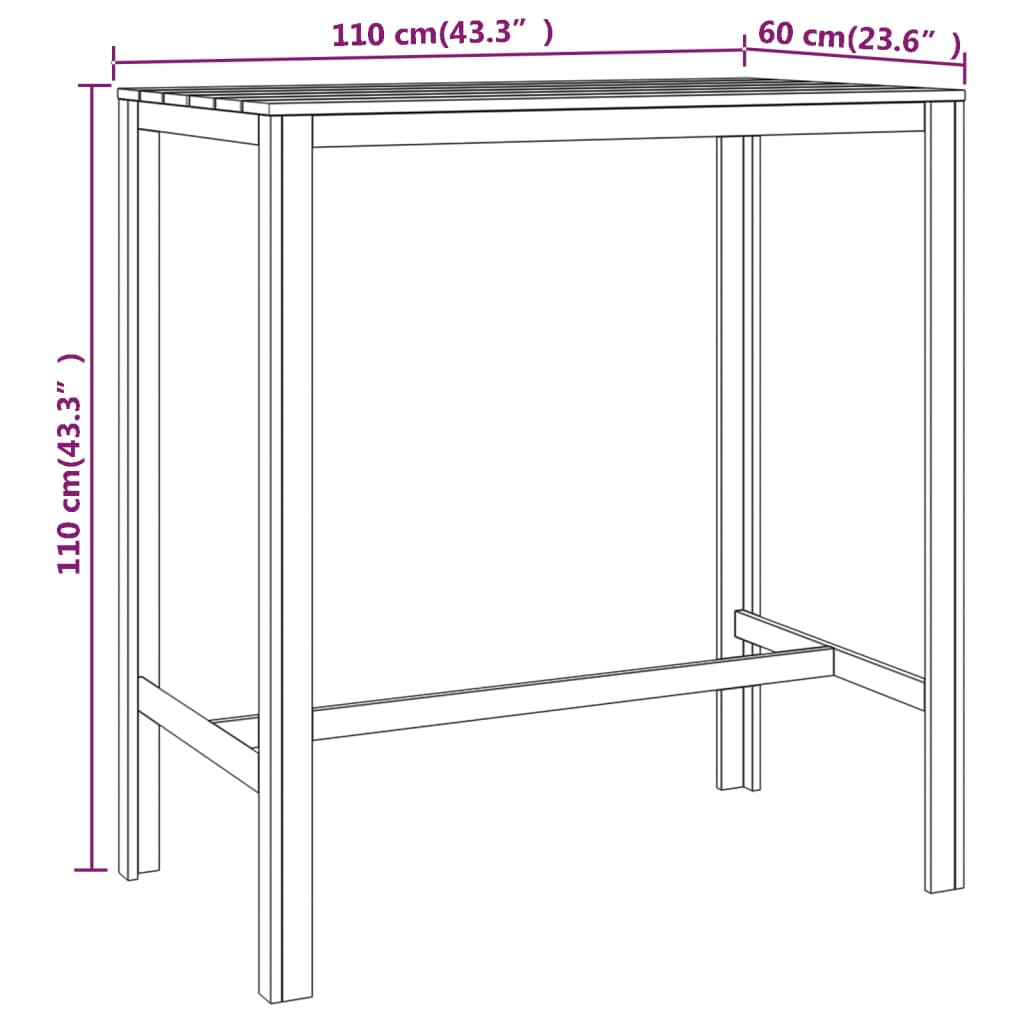 vidaXL Bar Table 110x60x110 cm Impregnated Pinewood