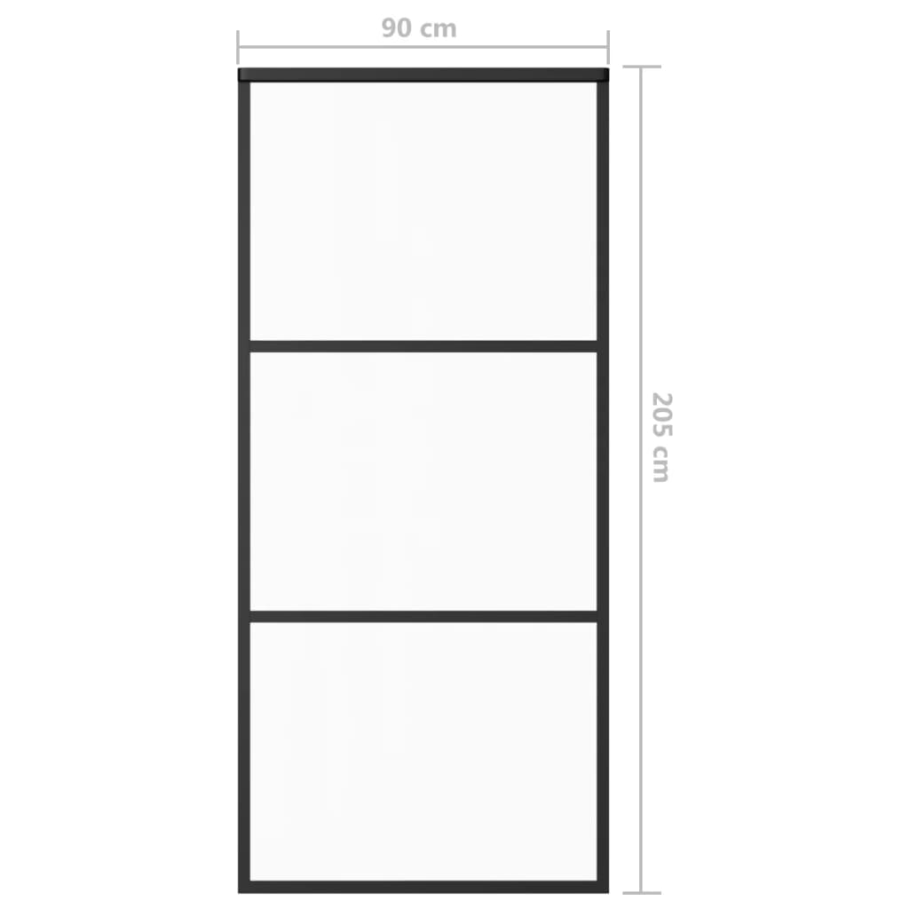 vidaXL Sliding Door ESG Glass and Aluminium 90x205 cm Black