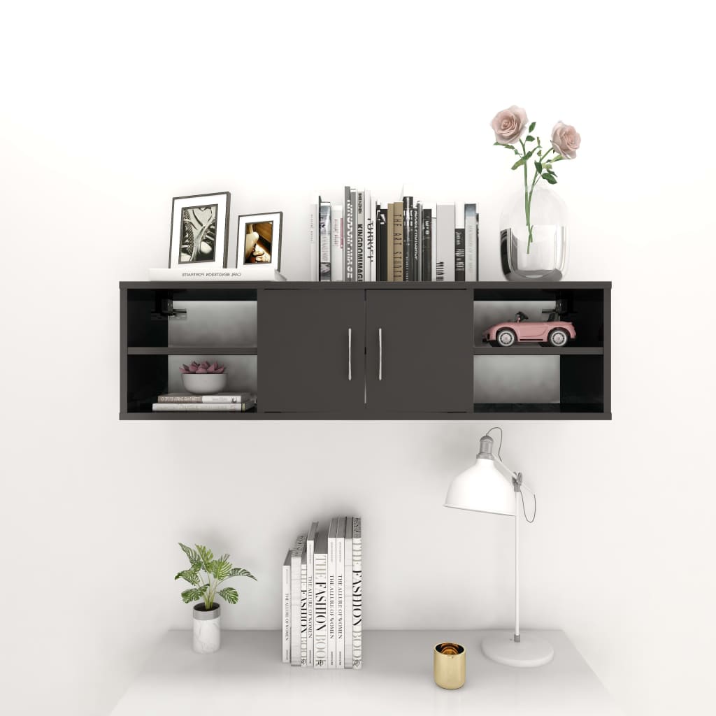 vidaXL Wall Shelf Grey 102x30x29 cm Engineered Wood