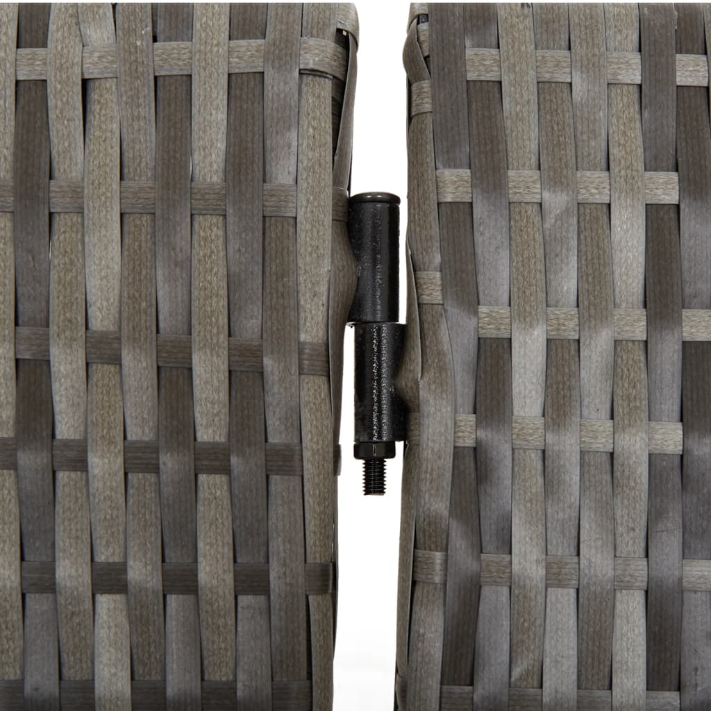 vidaXL Room Divider 3 Panels Grey Poly Rattan