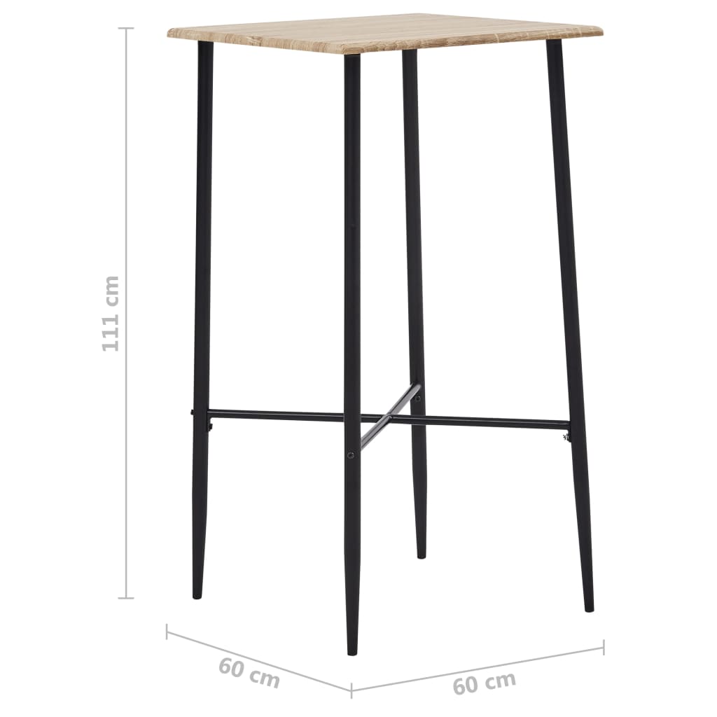 vidaXL Bar Table Oak 60x60x111 cm MDF