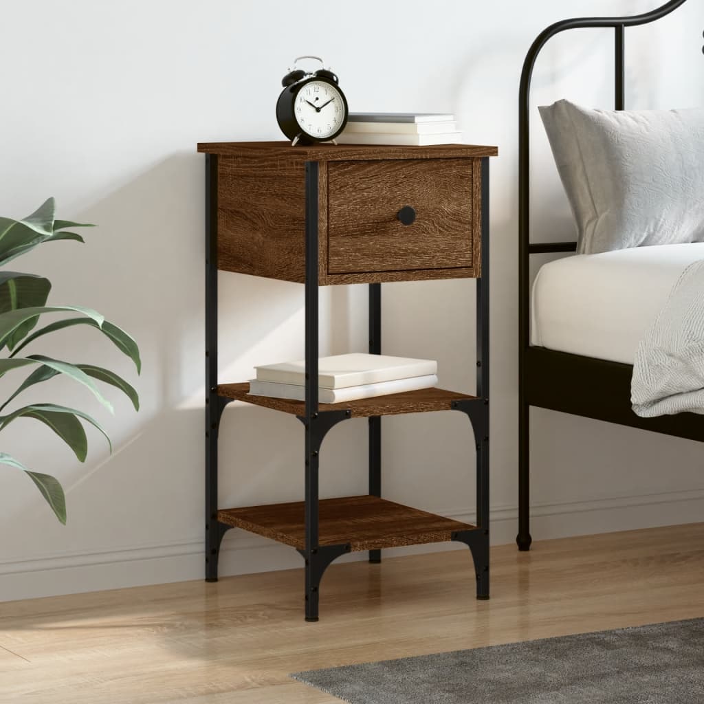 vidaXL Bedside Cabinet Brown Oak 34x36x70 cm Engineered Wood