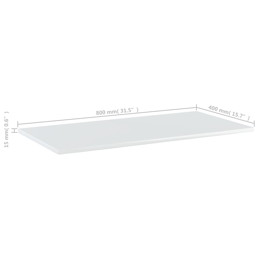 vidaXL Bookshelf Boards 4 pcs High Gloss White 80x40x1.5 cm Engineered Wood