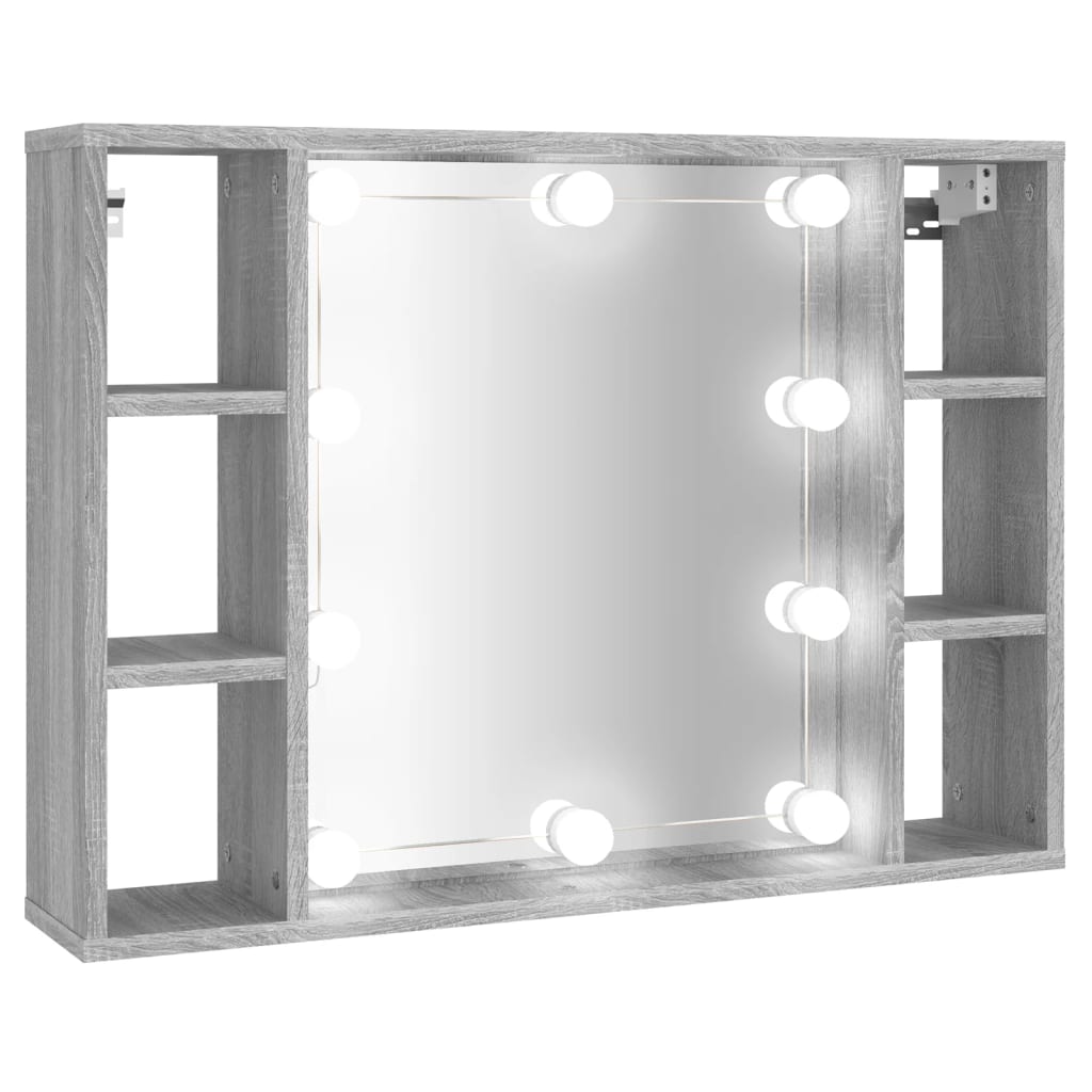 vidaXL Mirror Cabinet with LED Grey Sonoma 76x15x55 cm