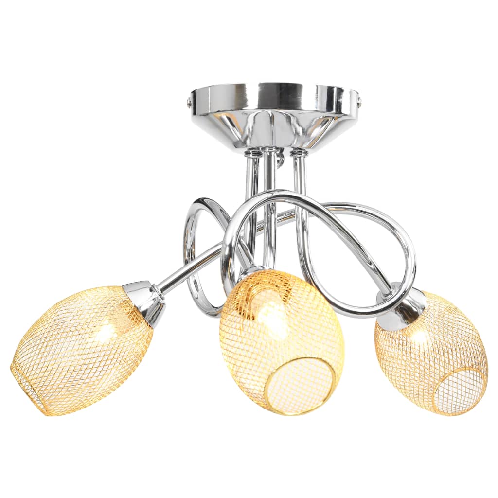 vidaXL Ceiling Lamp with Gold Plated Lamp Shades for 3 G9 Bulbs